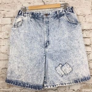 Vintage Acid Wash Jean Shorts Made USA Mom Dad Fit High Rise Mens